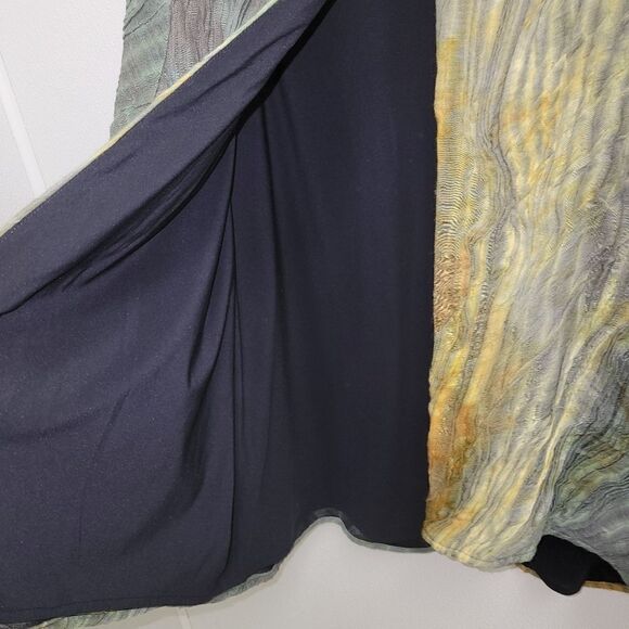 JOAN MCGEE Crinkled Hand Painted Pleated Silk Jacket Coat Tie Dye M Art to Wear - Picture 6 of 9